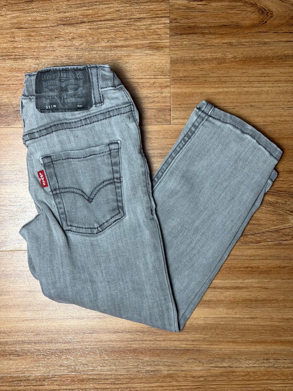 Levis 511 Gray Wash Jeans Toddler Boys Adjustable Waist - Size 4 Reg